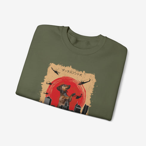 Dachshund Sweatshirt for Women - Funny Dachshundzilla Crew Sweatshirt